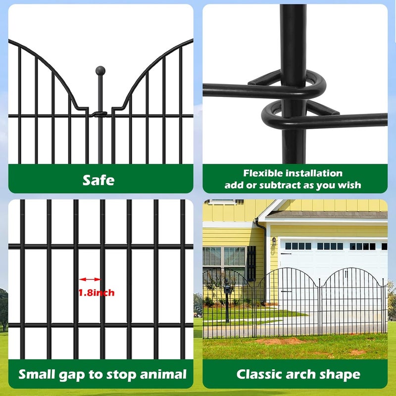 Blingluck 10 Panels No Dig Decorative Garden Fence for Yard, 40in (H) x 23.6ft (L) Rustproof Metal Wire Temporary Dog Fence, Animal Barrier Fencing Patio Panel Border with Temporary Ground Stakes - Image 4
